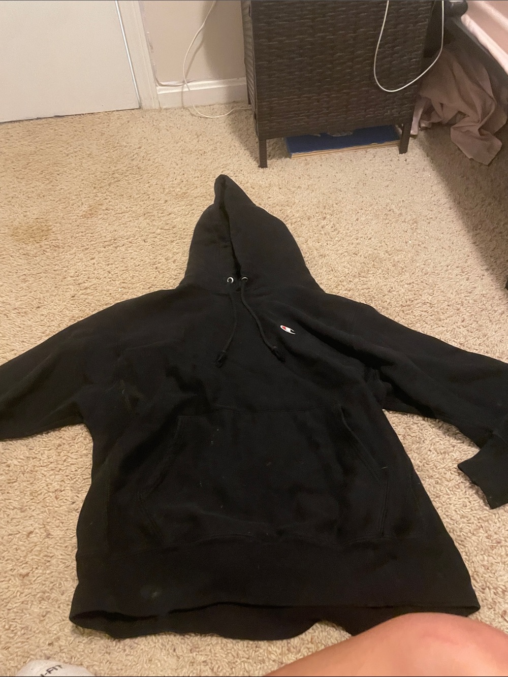Champion Black Pullover Hoodie with Small Chest Logo